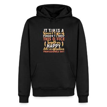 Secrétaire, Adjointe administrative, Commis de bureau - Sweat à capuche Premium bio Homme - noir - Devant - Nico (187cm)