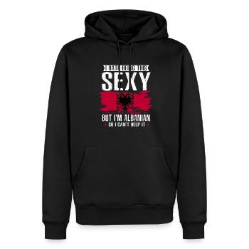 Drapeau albanais Aigle albanais Shqiponja - Sweat à capuche Premium bio Homme - noir - Devant - Nico (187cm)