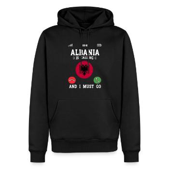 Drapeau albanais Aigle albanais Shqiponja - Sweat à capuche Premium bio Homme - noir - Devant - Nico (187cm)