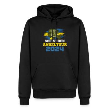 Angeln in Schweden Angelurlaub 2024 - Männer Premium Bio Hoodie - Schwarz - Vorne - Nico (187cm)