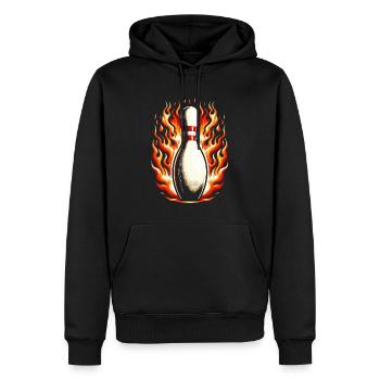 Bowling skittles in flames - Men’s Premium Organic Hoodie - black - Front - Nico (187cm)