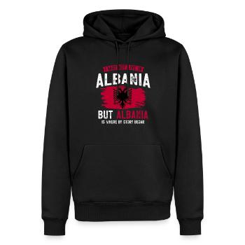 Drapeau albanais Aigle albanais Shqiponja - Sweat à capuche Premium bio Homme - noir - Devant - Nico (187cm)