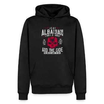 Drapeau albanais Aigle albanais Shqiponja - Sweat à capuche Premium bio Homme - noir - Devant - Nico (187cm)