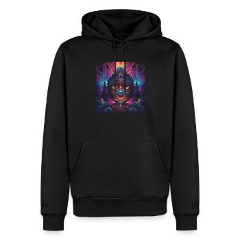 Mushroom | Fantasy Pilze Wald Natur Goa Festival - Männer Premium Bio Hoodie - Schwarz - Vorne - Nico (187cm)