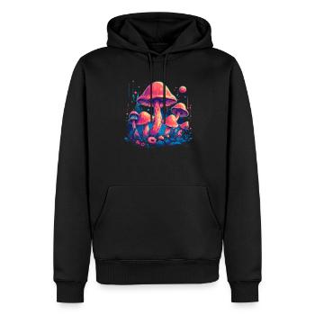 Mushroom | Fantasy Pilze Wald Natur Goa Festival - Männer Premium Bio Hoodie - Schwarz - Vorne - Nico (187cm)