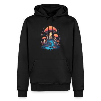 Mushroom | Fantasy Pilze Wald Natur Goa Festival - Männer Premium Bio Hoodie - Schwarz - Vorne - Nico (187cm)