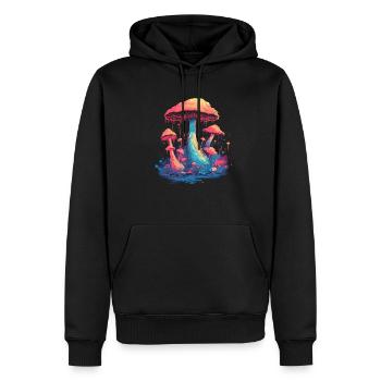 Mushroom | Fantasy Pilze Wald Natur Goa Festival - Männer Premium Bio Hoodie - Schwarz - Vorne - Nico (187cm)
