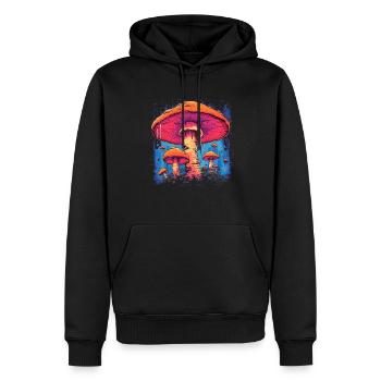 Mushroom | Fantasy Pilze Wald Natur Goa Festival - Männer Premium Bio Hoodie - Schwarz - Vorne - Nico (187cm)