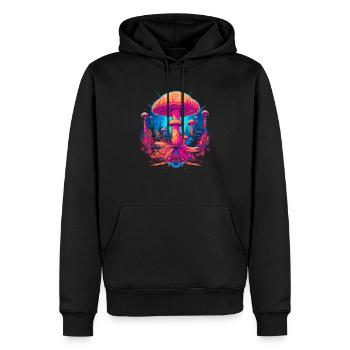Mushroom | Fantasy Pilze Wald Natur Goa Festival - Männer Premium Bio Hoodie - Schwarz - Vorne - Nico (187cm)