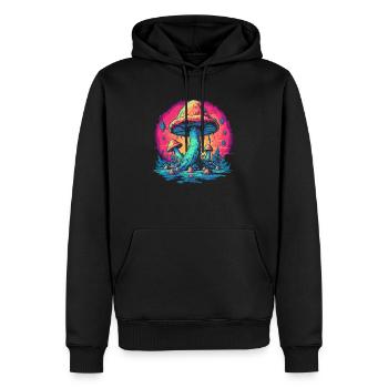 Mushroom | Fantasy Pilze Wald Natur Goa Festival - Männer Premium Bio Hoodie - Schwarz - Vorne - Nico (187cm)