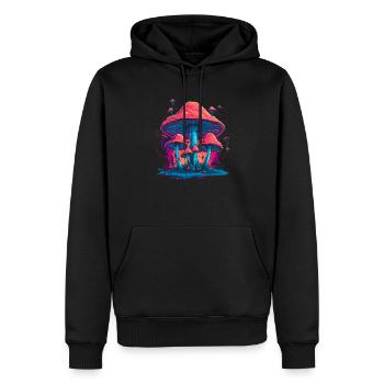 Mushroom | Fantasy Pilze Wald Natur Goa Festival - Männer Premium Bio Hoodie - Schwarz - Vorne - Nico (187cm)