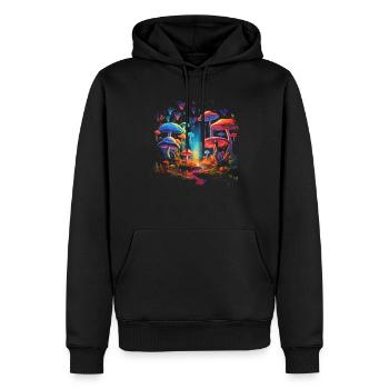 Mushroom | Fantasy Pilze Wald Natur Goa Festival - Männer Premium Bio Hoodie - Schwarz - Vorne - Nico (187cm)