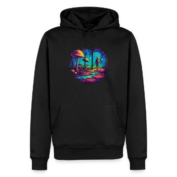 Mushroom | Fantasy Pilze Wald Natur Goa Festival - Männer Premium Bio Hoodie - Schwarz - Vorne - Nico (187cm)