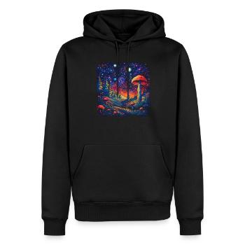 Mushroom | Fantasy Pilze Wald Natur Goa Festival - Männer Premium Bio Hoodie - Schwarz - Vorne - Nico (187cm)