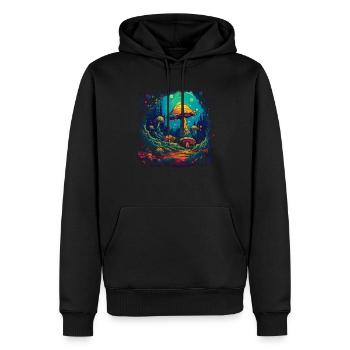 Mushroom | Fantasy Pilze Wald Natur Goa Festival - Männer Premium Bio Hoodie - Schwarz - Vorne - Nico (187cm)