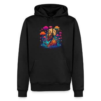 Mushroom | Fantasy Pilze Wald Natur Goa Festival - Männer Premium Bio Hoodie - Schwarz - Vorne - Nico (187cm)