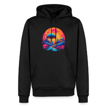 Mushroom | Fantasy Pilze Wald Natur Goa Festival - Männer Premium Bio Hoodie - Schwarz - Vorne - Nico (187cm)