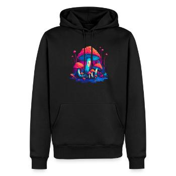 Mushroom | Fantasy Pilze Wald Natur Goa Festival - Männer Premium Bio Hoodie - Schwarz - Vorne - Nico (187cm)