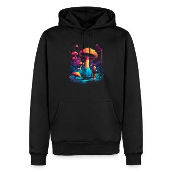Mushroom | Fantasy Pilze Wald Natur Goa Festival - Männer Premium Bio Hoodie - Schwarz - Vorne - Nico (187cm)