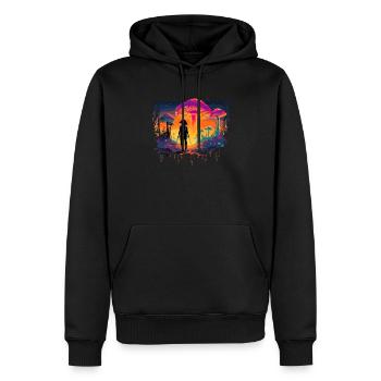 Mushroom | Fantasy Pilze Wald Natur Goa Festival - Männer Premium Bio Hoodie - Schwarz - Vorne - Nico (187cm)