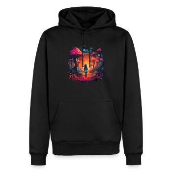 Mushroom | Fantasy Pilze Wald Natur Goa Festival - Männer Premium Bio Hoodie - Schwarz - Vorne - Nico (187cm)