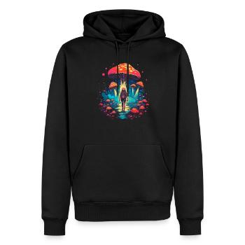 Mushroom | Fantasy Pilze Wald Natur Goa Festival - Männer Premium Bio Hoodie - Schwarz - Vorne - Nico (187cm)