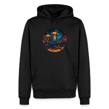 Mushroom | Fantasy Pilze Wald Natur Goa Festival - Männer Premium Bio Hoodie - Schwarz - Vorne - Nico (187cm)