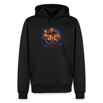 Mushroom | Fantasy Pilze Wald Natur Goa Festival - Männer Premium Bio Hoodie - Schwarz - Vorne - Nico (187cm)