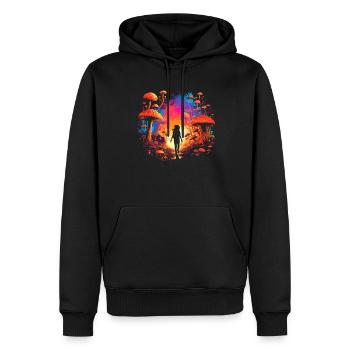 Mushroom | Fantasy Pilze Wald Natur Goa Festival - Männer Premium Bio Hoodie - Schwarz - Vorne - Nico (187cm)