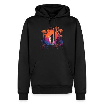 Mushroom | Fantasy Pilze Wald Natur Goa Festival - Männer Premium Bio Hoodie - Schwarz - Vorne - Nico (187cm)