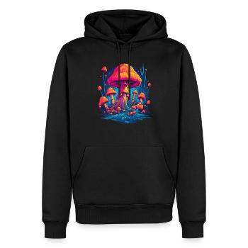 Mushroom | Fantasy Pilze Wald Natur Goa Festival - Männer Premium Bio Hoodie - Schwarz - Vorne - Nico (187cm)