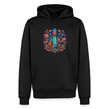 Mushroom | Fantasy Pilze Wald Natur Goa Festival - Männer Premium Bio Hoodie - Schwarz - Vorne - Nico (187cm)