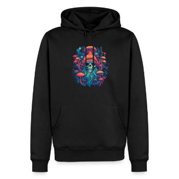 Mushroom | Fantasy Pilze Wald Natur Goa Festival - Männer Premium Bio Hoodie - Schwarz - Vorne - Nico (187cm)
