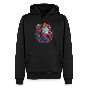 Mushroom Weihnachtsmann| Fantasy Pilze Natur Goa - Männer Premium Bio Hoodie - Schwarz - Vorne - Nico (187cm)