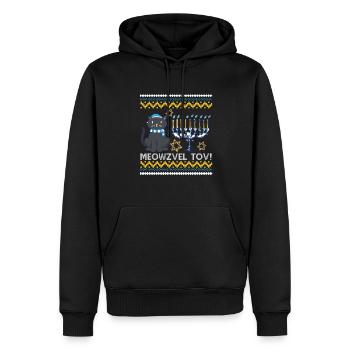 Meowzel Tov Hanoukka Ugly Noël Pull Chat - Sweat à capuche Premium bio Homme - noir - Devant - Nico (187cm)
