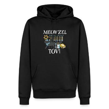 Juif Joyeux Hanoukka Meowzel Tov Chat Maman Papa - Sweat à capuche Premium bio Homme - noir - Devant - Nico (187cm)