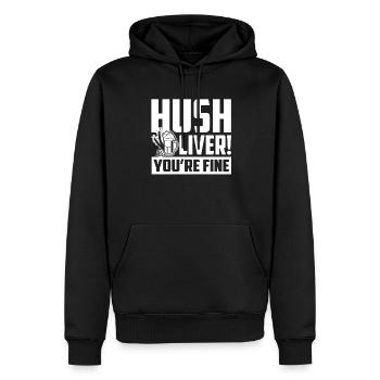 Beer Brewing Beer Brewing Hush Liver You're Fine - Men’s Premium Organic Hoodie - black - Front - Nico (187cm)
