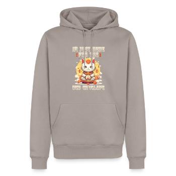 Chat porte-bonheur du Nouvel An chinois juste ici pour le - Sweat à capuche Premium bio Homme - taupe - Devant - Nico (187cm)