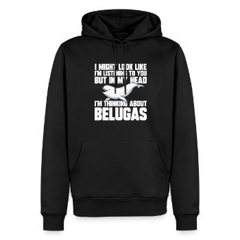 Weißwal Beluga Wal - Männer Premium Bio Hoodie - Schwarz - Vorne - Nico (187cm)