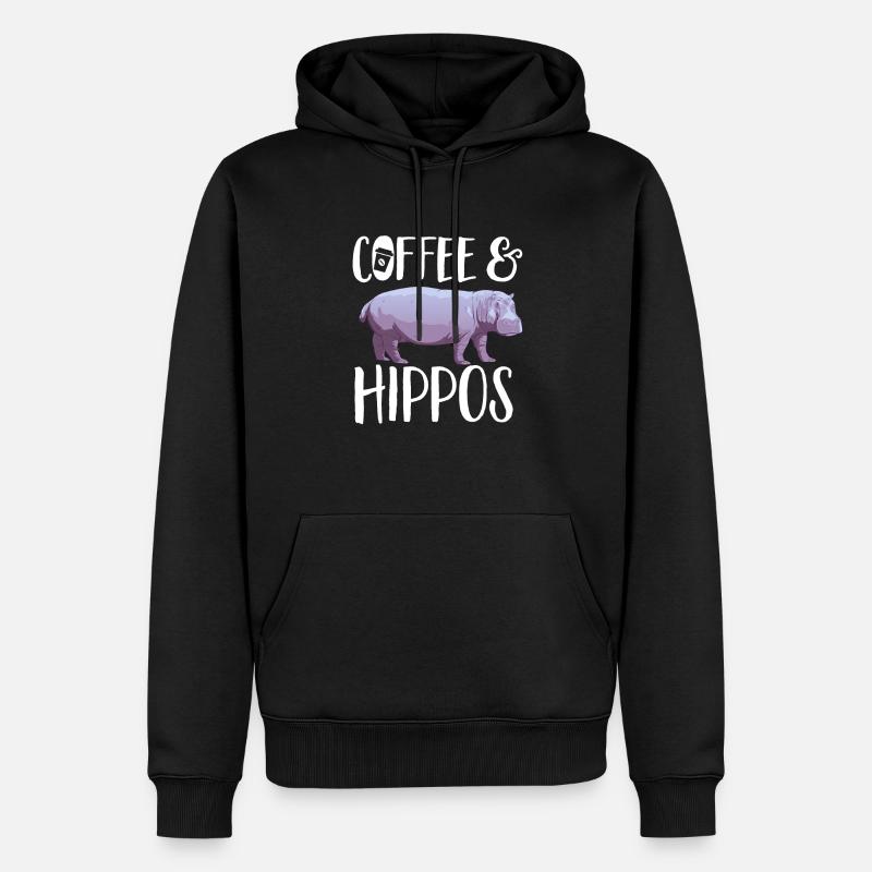 Flusspferd Nilpferd - Männer Premium Bio Hoodie - Schwarz