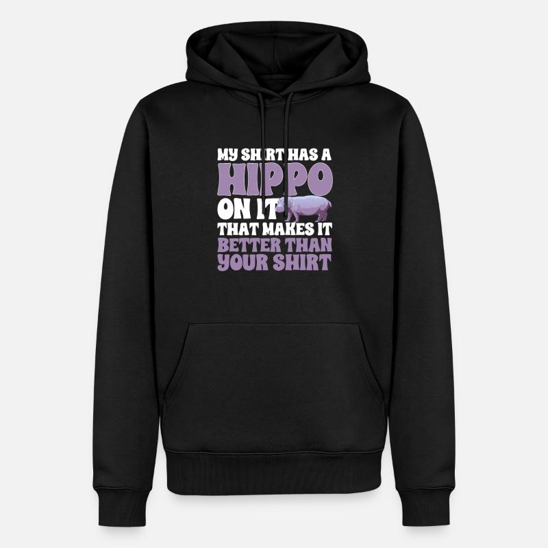 Flusspferd Nilpferd - Männer Premium Bio Hoodie - Schwarz