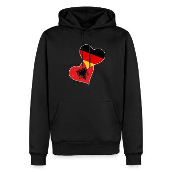 Drapeau albanais Aigle albanais Shqiponja - Sweat à capuche Premium bio Homme - noir - Devant - Nico (187cm)