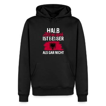 Albanische Flagge Albanischer Adler Shqiponja - Männer Premium Bio Hoodie - Schwarz - Vorne - Nico (187cm)