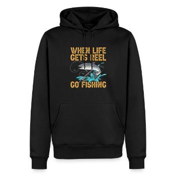 Pêche au saumon Pêcheur de saumon - Sweat à capuche Premium bio Homme - noir - Devant - Nico (187cm)