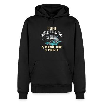 Pêche au saumon Pêcheur de saumon - Sweat à capuche Premium bio Homme - noir - Devant - Nico (187cm)