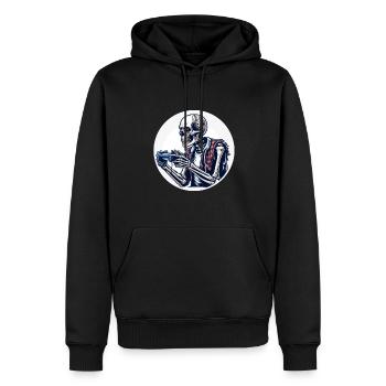 Skelett mit Gamecontroller. Design für Gamer - Männer Premium Bio Hoodie - Schwarz - Vorne - Nico (187cm)