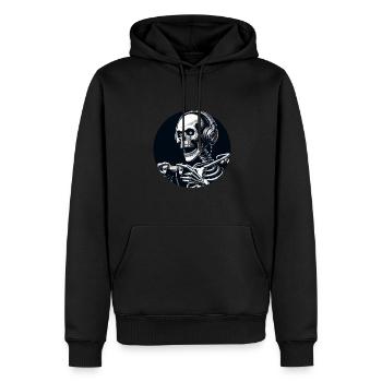 Skelett mit Gamecontroller und Kopfhörern - Männer Premium Bio Hoodie - Schwarz - Vorne - Nico (187cm)