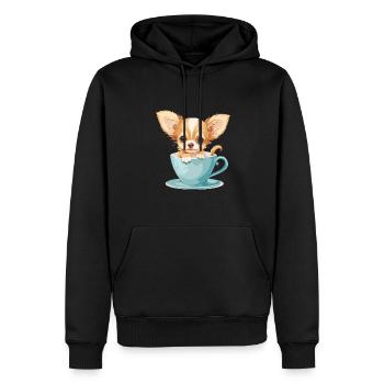 Cute Chihuahua with a Cup of Coffee Chiwawa - Männer Premium Bio Hoodie - Schwarz - Vorne - Nico (187cm)