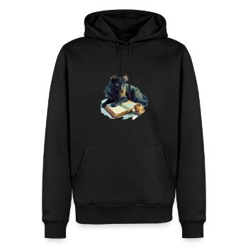 Cats Books Tea Reading - Cute Funny Graphic - Männer Premium Bio Hoodie - Schwarz - Vorne - Nico (187cm)
