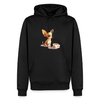 Cute Chihuahua with a Cup of Coffee Chiwawa - Männer Premium Bio Hoodie - Schwarz - Vorne - Nico (187cm)